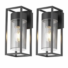 Set of 2 Modern Black Outdoor