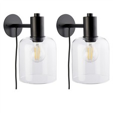 Set of 2 Modern Black Plug in